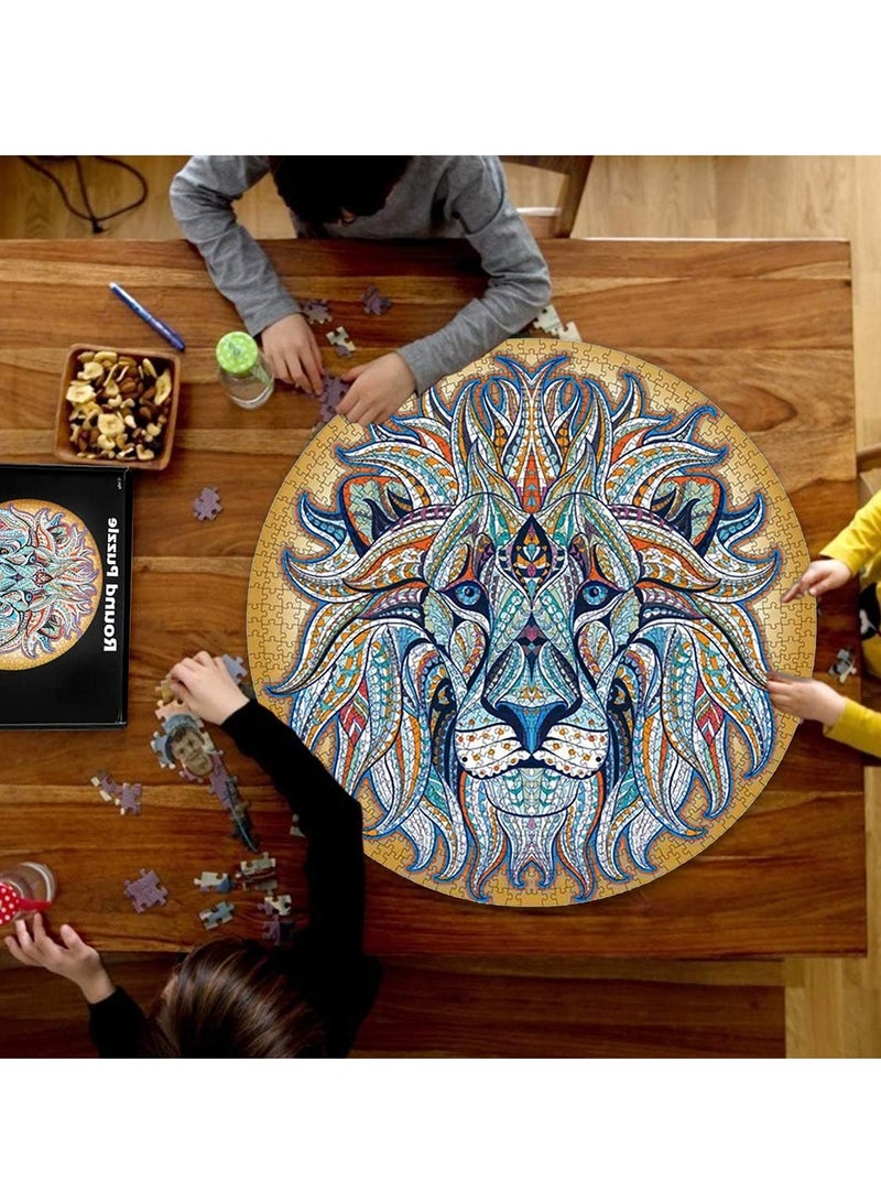 Educational Round Puzzle 1000 Pieces, Cartoon Toy Puzzle for Adults and Children (Lion Pattern) - Image 3